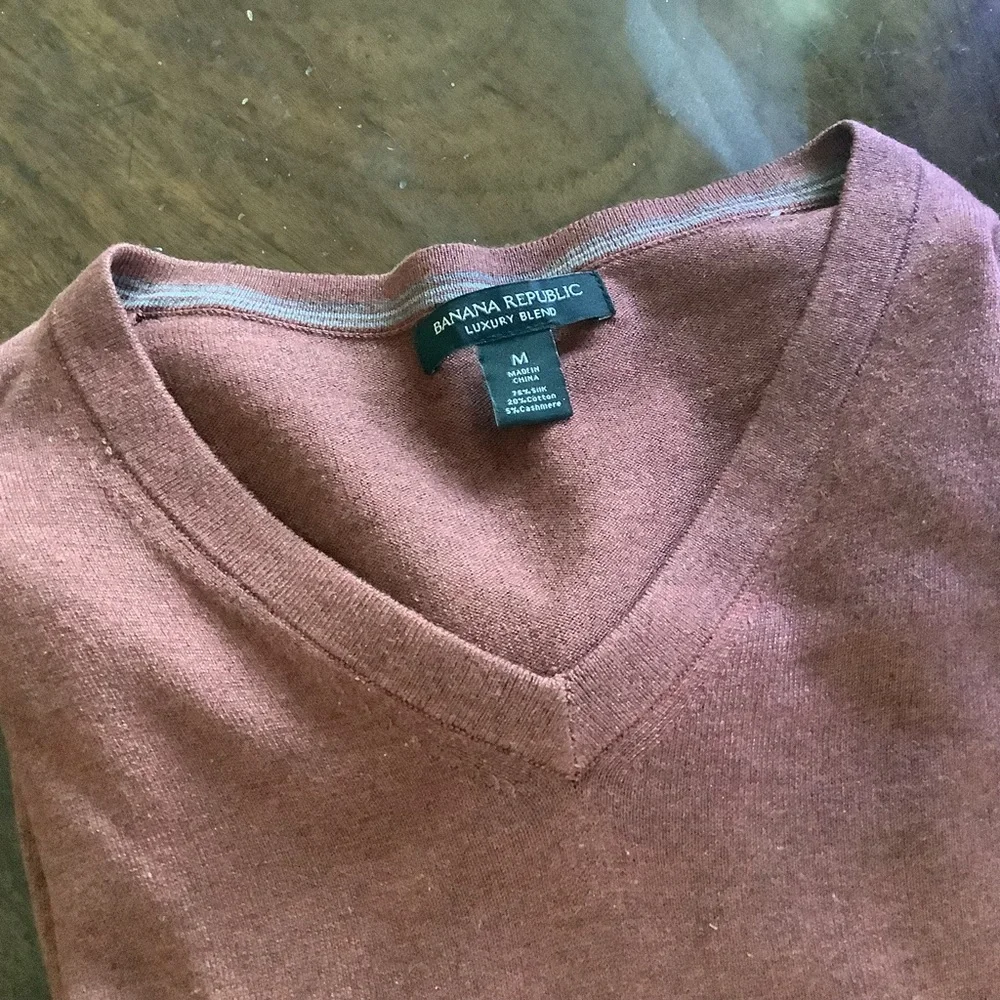 Banana Republic Luxury Blend V Neck Sweater Silk Cashmere Blend Men’s Med